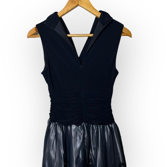 SLNY Navy Blue Fit and Flare Cocktail Dress Stretch Top Tulle Lace Skirt Size 4 - Picture 15 of 16